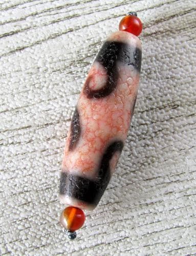 希少 厳選1点物 至純紅朱砂馬蹄痕白天珠 五本爪 如意鈎白天珠 如意鈎天珠