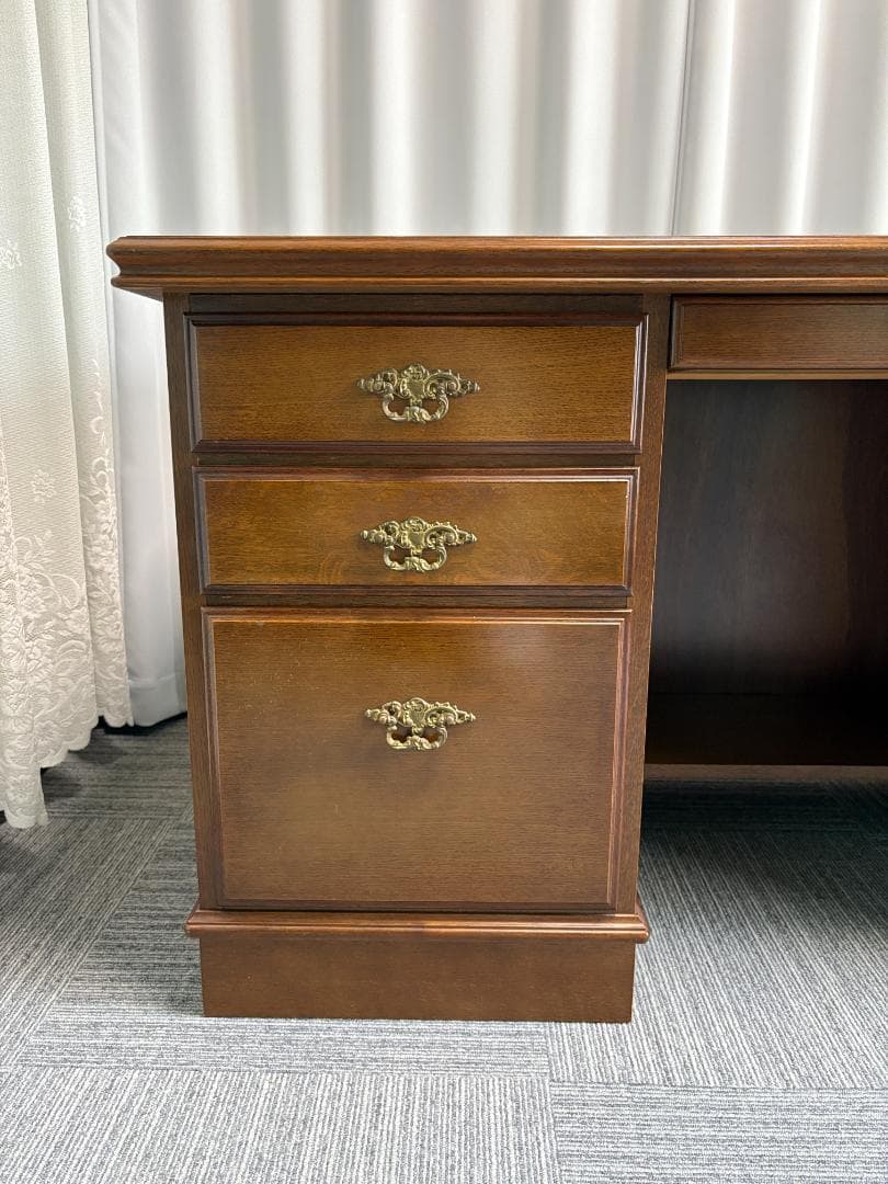 カリモク 書斎机 コロニアル デスク 両袖机 社長机 直接引き渡し歓迎