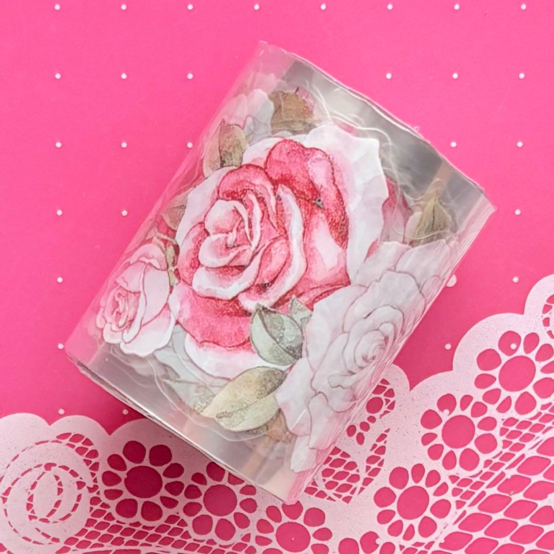 贝壳 情书 5cm×4.6m 海外マスキングテープ　海外マステ　花　バラ