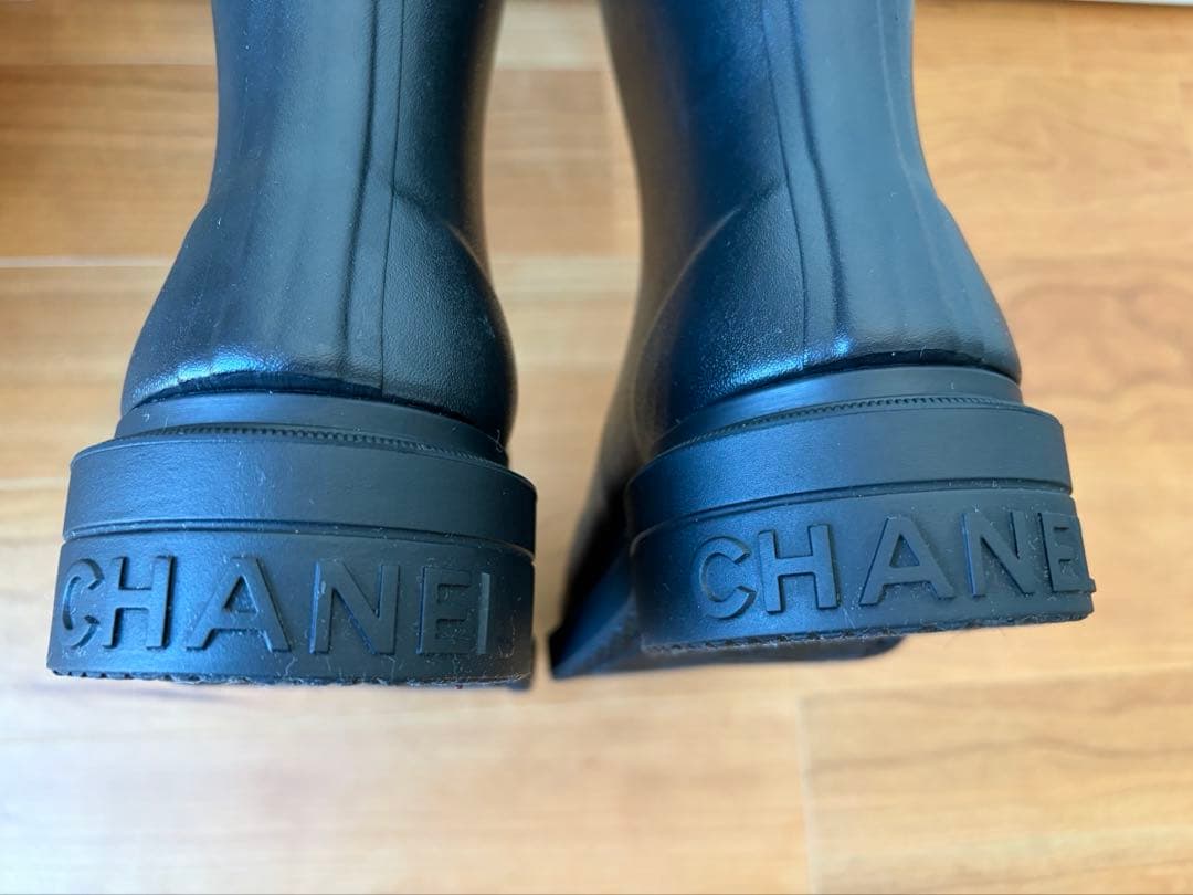 新品未使用　CHANEL シャネル ブラック レインブーツ　39