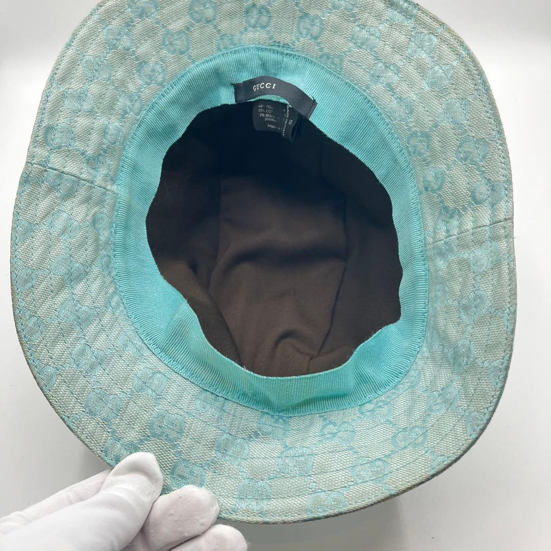 GUCCI GGキャンバス バケットハット 帽子 ハット バケハ ブルー