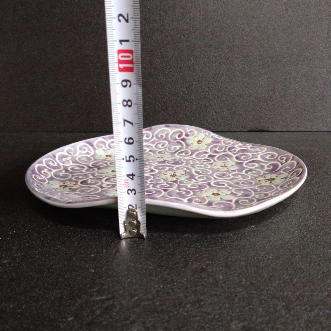 新品 波佐見焼 龍庵窯 捻りスクエアプレート紫　懐石料理　料亭　お祝い