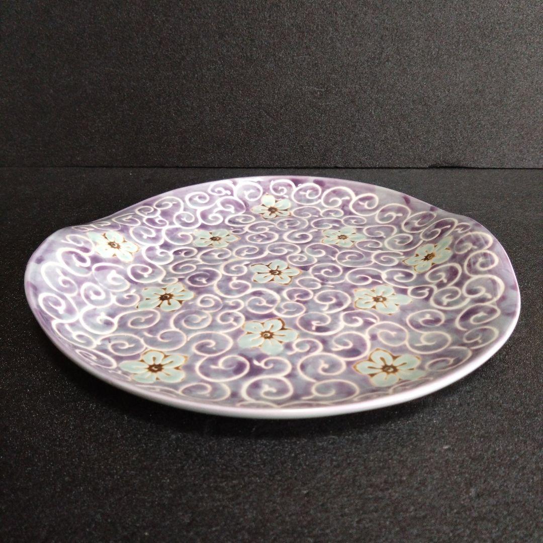 新品 波佐見焼 龍庵窯 捻りスクエアプレート紫　懐石料理　料亭　お祝い