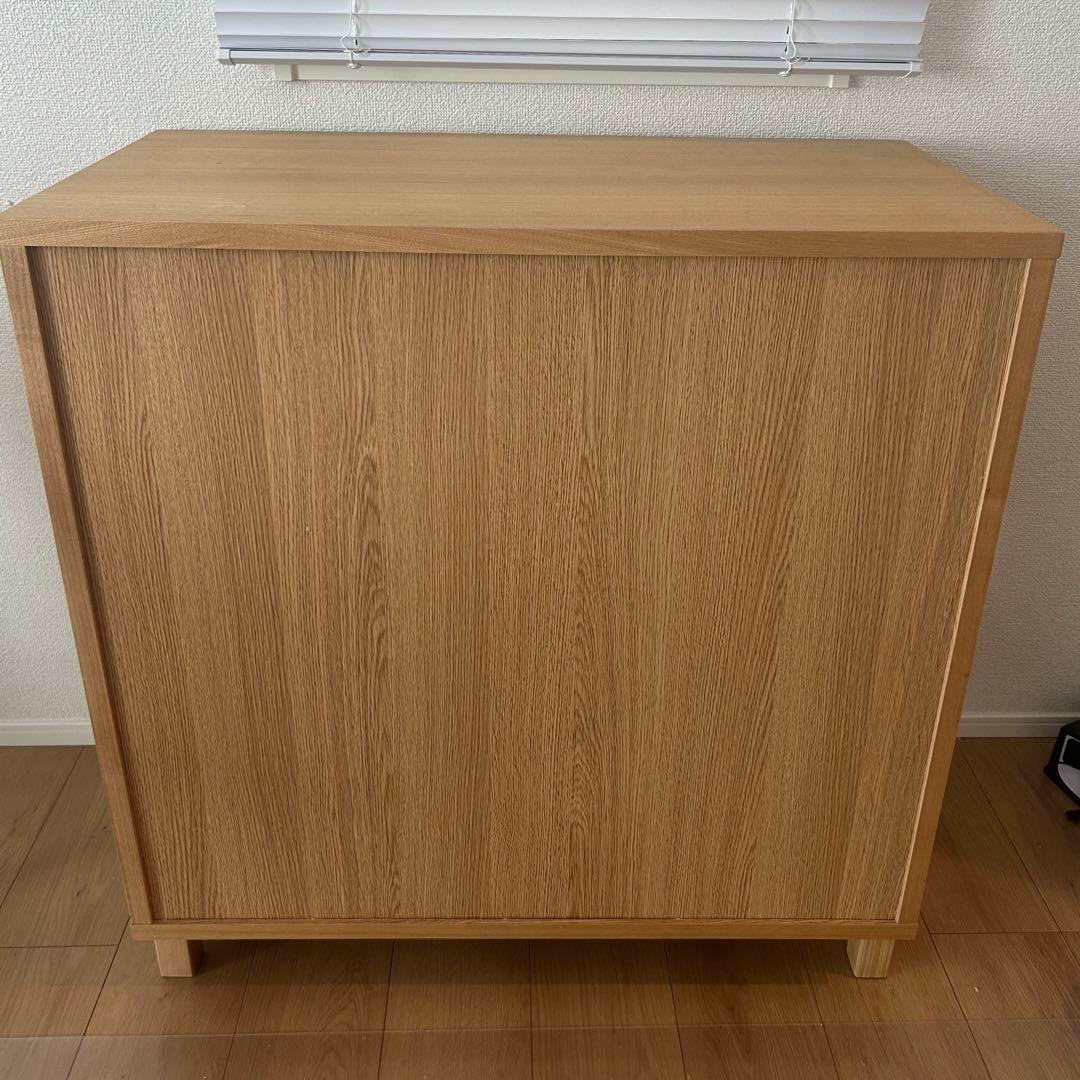 無印良品　脚付きガラス扉キャビネット