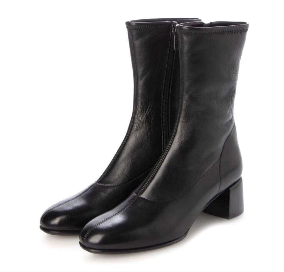 レザーショートブーツ ブラック