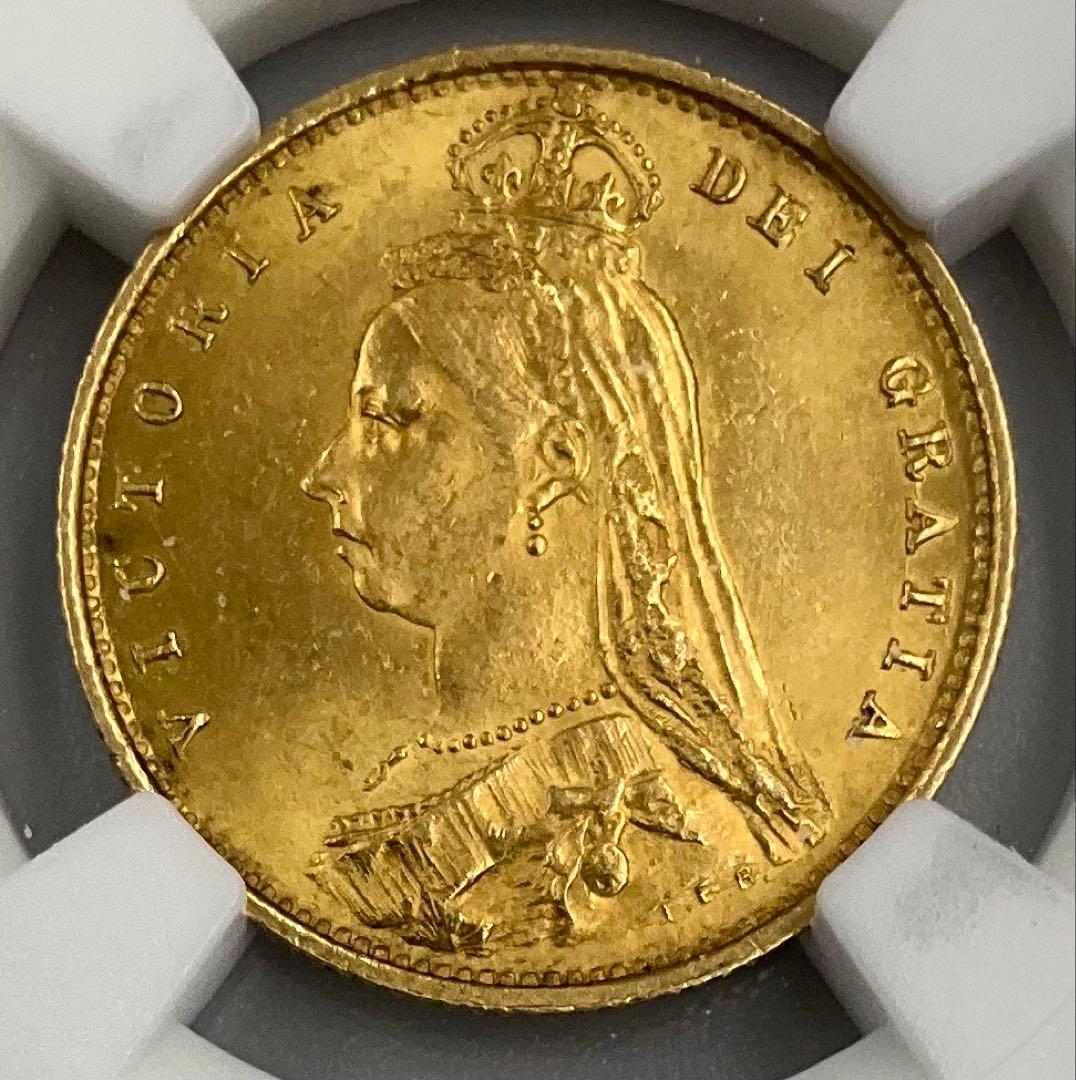 1887 英国 ヴィクトリア ジュビリーヘッド 1/2ソブリン 金貨 MS63