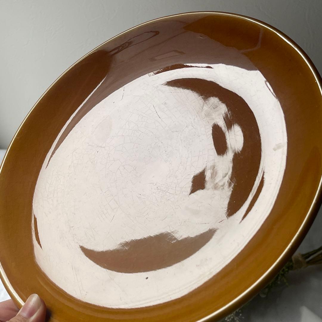 フランスヴィンテージ　サンタマン窯　プレート2点イエローブラウン古道具ブロカント