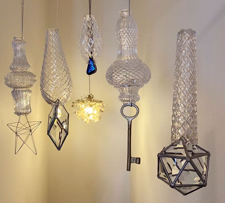 アンティーク ビンテージ ガラス 渦巻 40sシャンデリア フラワーベース