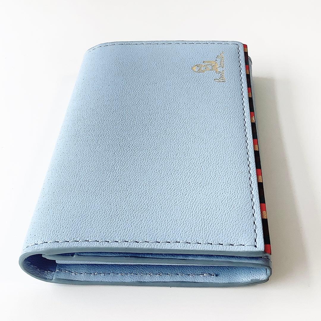 新品★ポールスミス★ブライトストライプトリムSS24名刺入れカードケースサックス