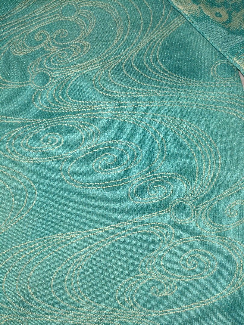 新品未使用　ふりふ　半幅帯　金魚　ターコイズブルー　小袋帯　リバーシブル