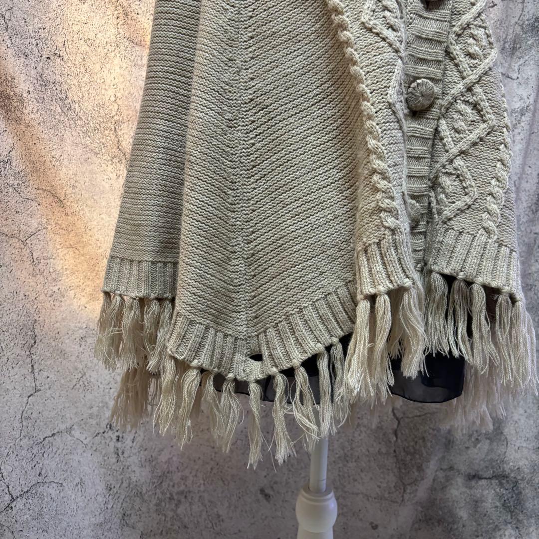 y2k 00s 森ガール　ニットポンチョ　スカート　2点セット　ファー　フリンジ