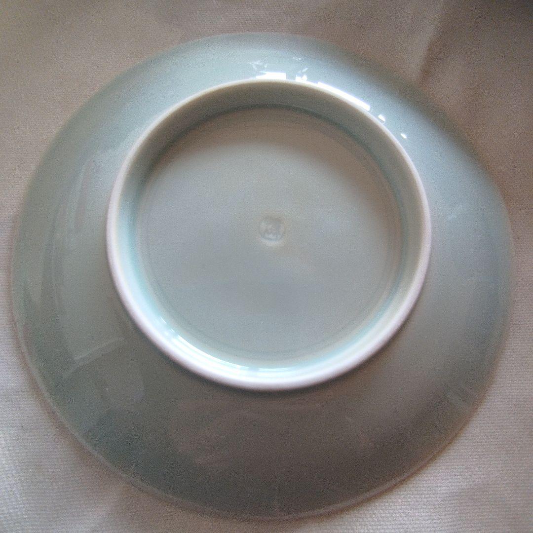 人間国宝　快山窯　塚本快示　青白磁　青海波紋皿６枚