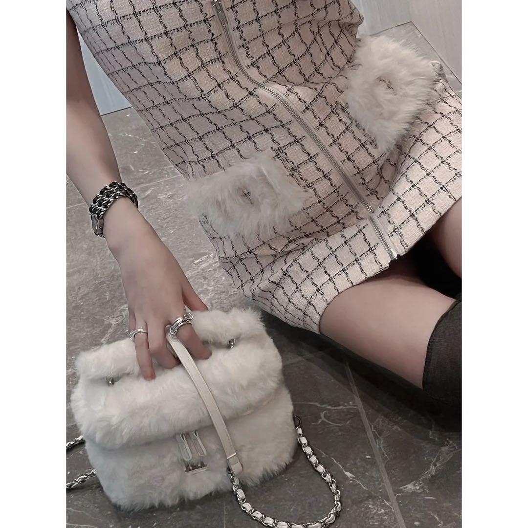 新品タグ付 ダーリッチ フロントファスナーツイードミニワンピース フリー ピンク