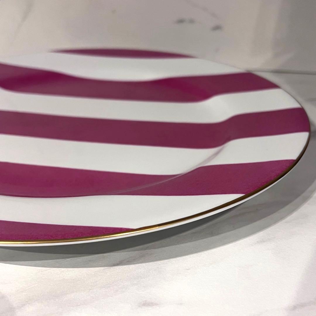 MarieDaage リモージュ　30センチプレート　ストライプフューシャピンク
