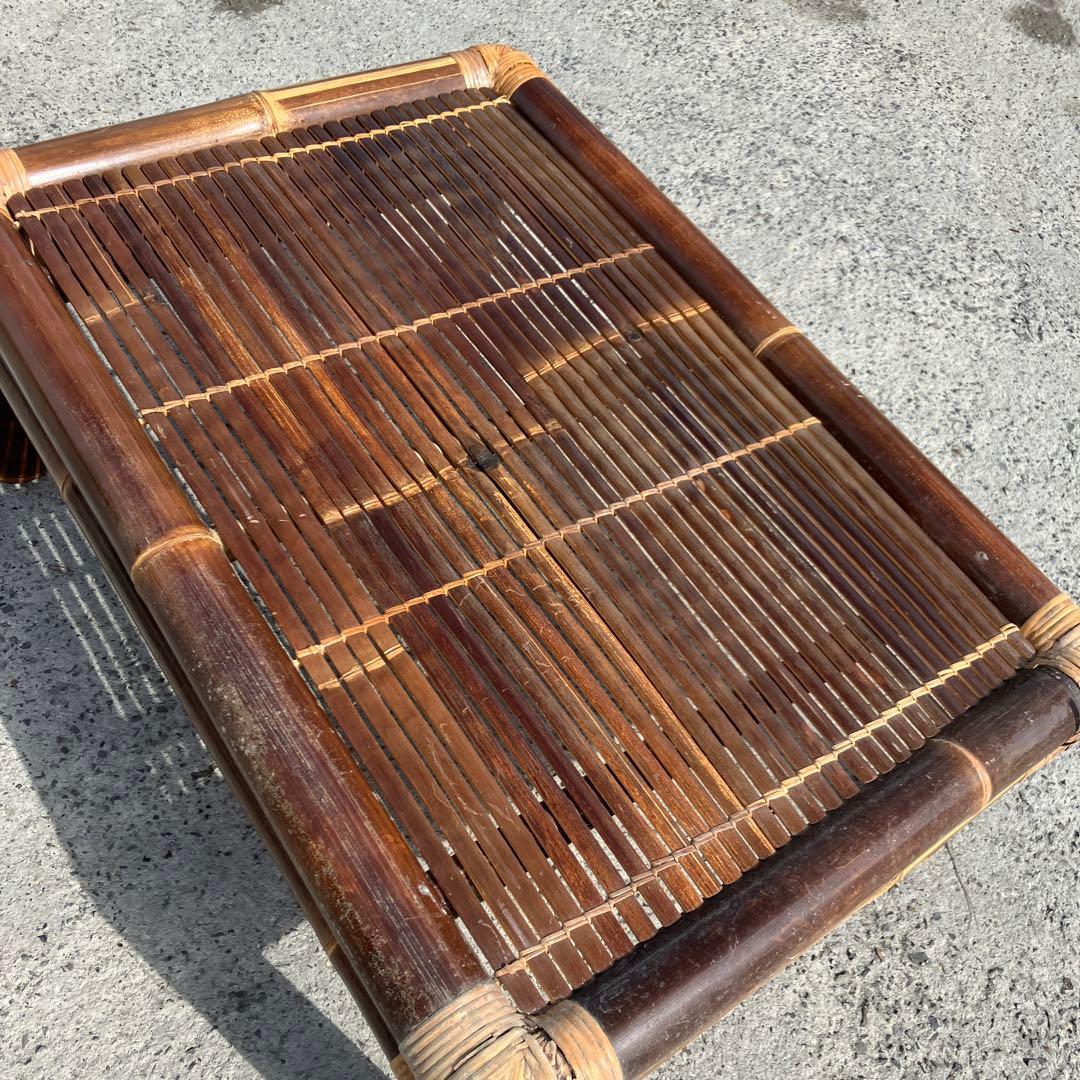昭和レトロ エスニック バンブーテーブル 竹製座卓 ローテーブル ビンテージ