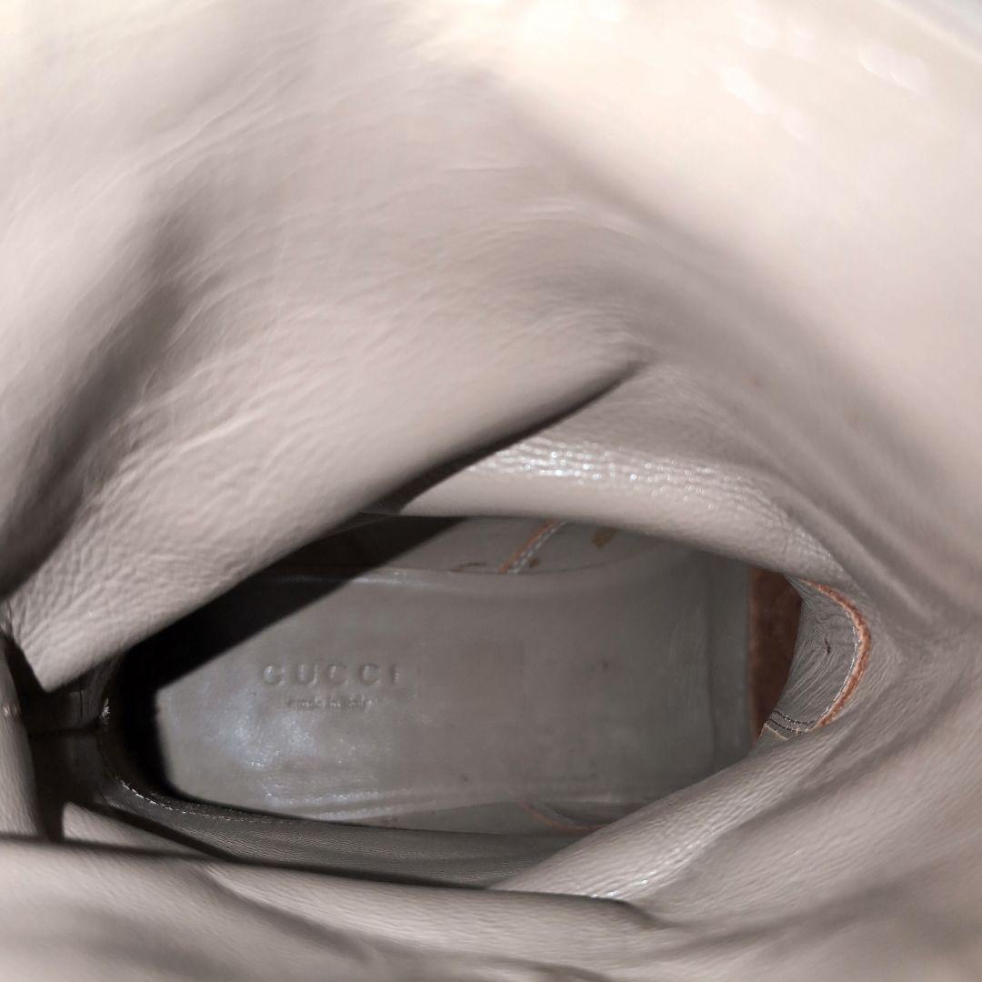 eo17 GUCCI スエード GG ブーツ ベージュ バックル付き 38.5