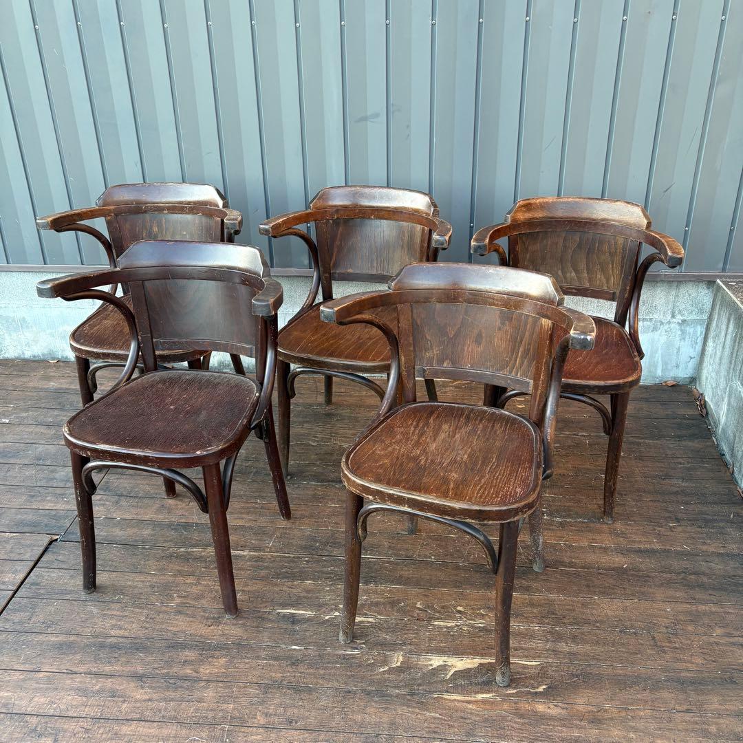 ⑤ルーマニア製 ヴィンテージ ベントウッドチェア アームチェア 曲木椅子 古道具