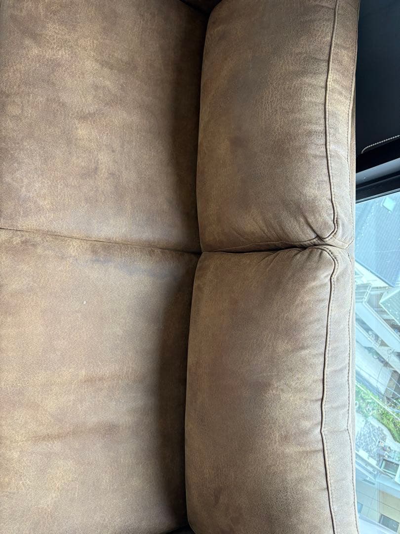 ブラウンファブリック3人掛けソファ