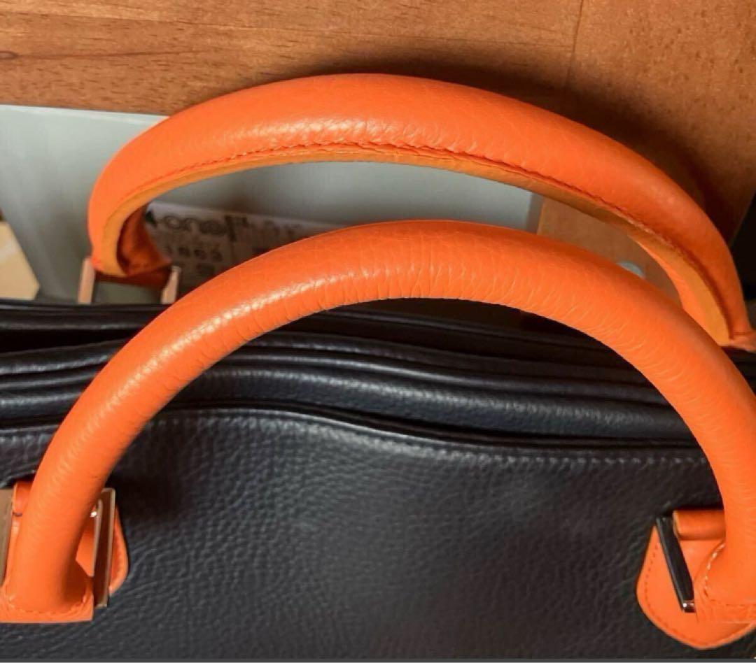 PELLE MORBIDA ビジネスバッグ ネイビー/オレンジ