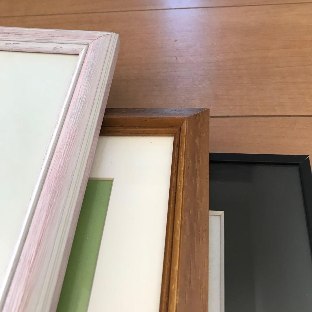 木製額縁セット（ブラック・ブラウン・ピンク）７点