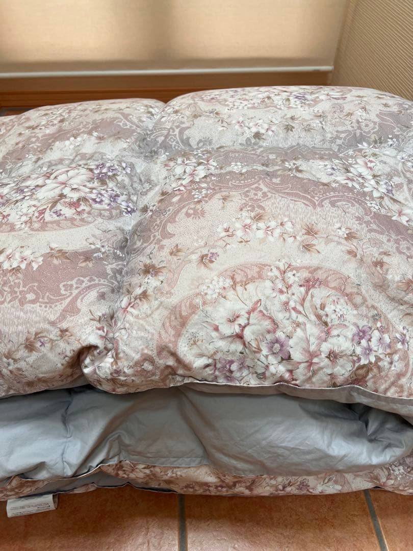 羽毛布団 ダブル 花柄 180x210cm ダウン90%フェザー10%