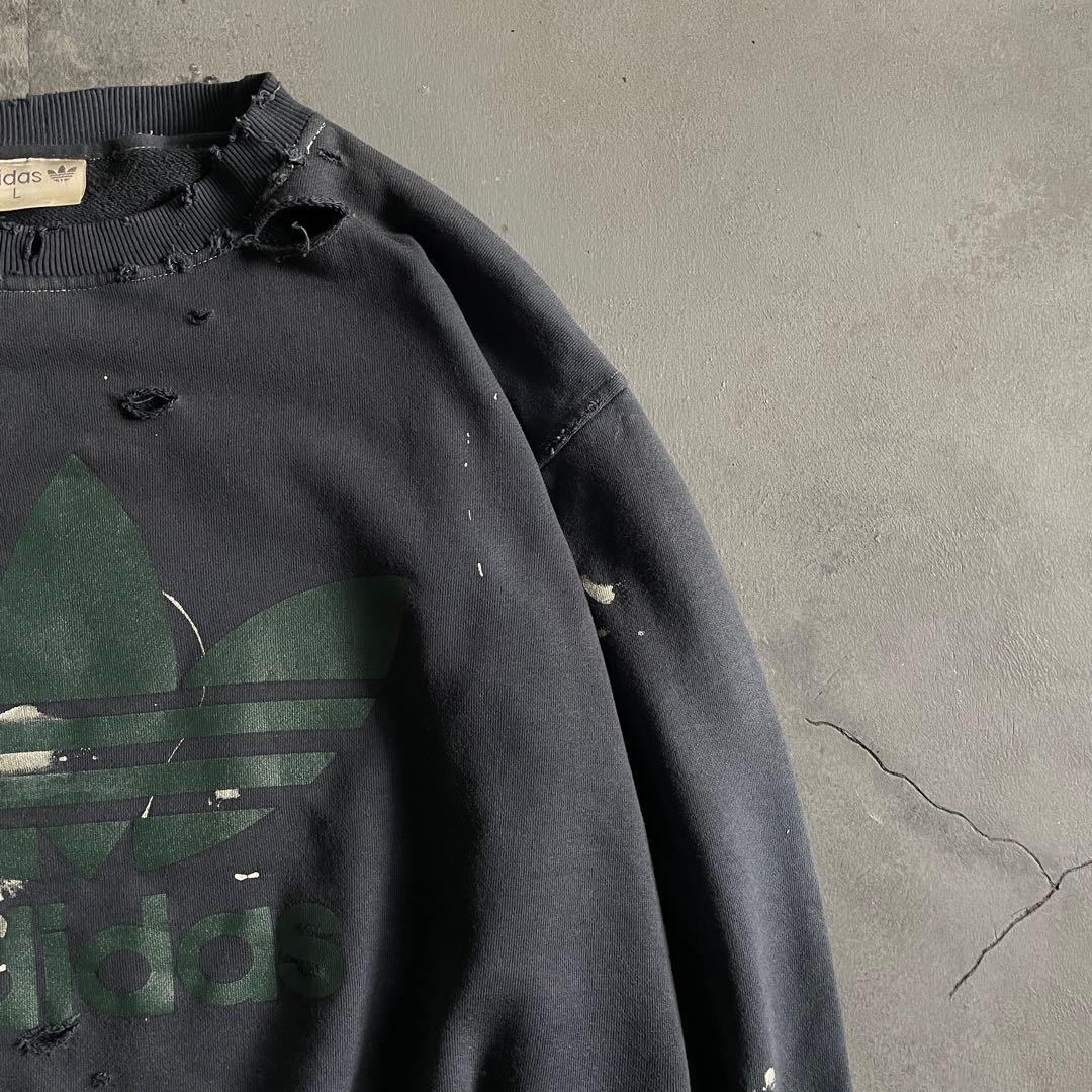 90's 銀タグ“adidas”後染“短丈”grange boro sweat