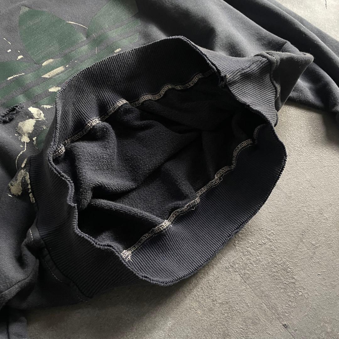 90's 銀タグ“adidas”後染“短丈”grange boro sweat