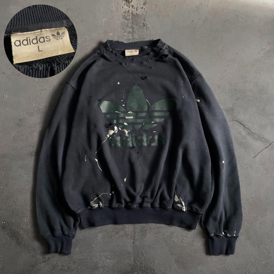 90's 銀タグ“adidas”後染“短丈”grange boro sweat