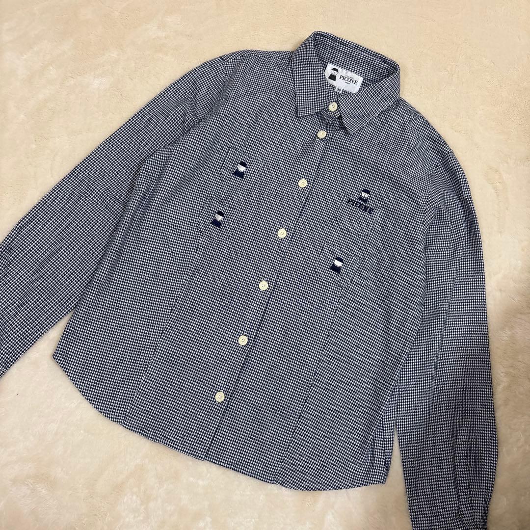 【美品】ピッコーネ　長袖シャツ　千鳥格子柄　日本製　38