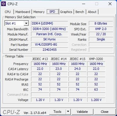 デスクトップ用中古メモリ　CFD Panram DDR4-3200 8GB×2枚