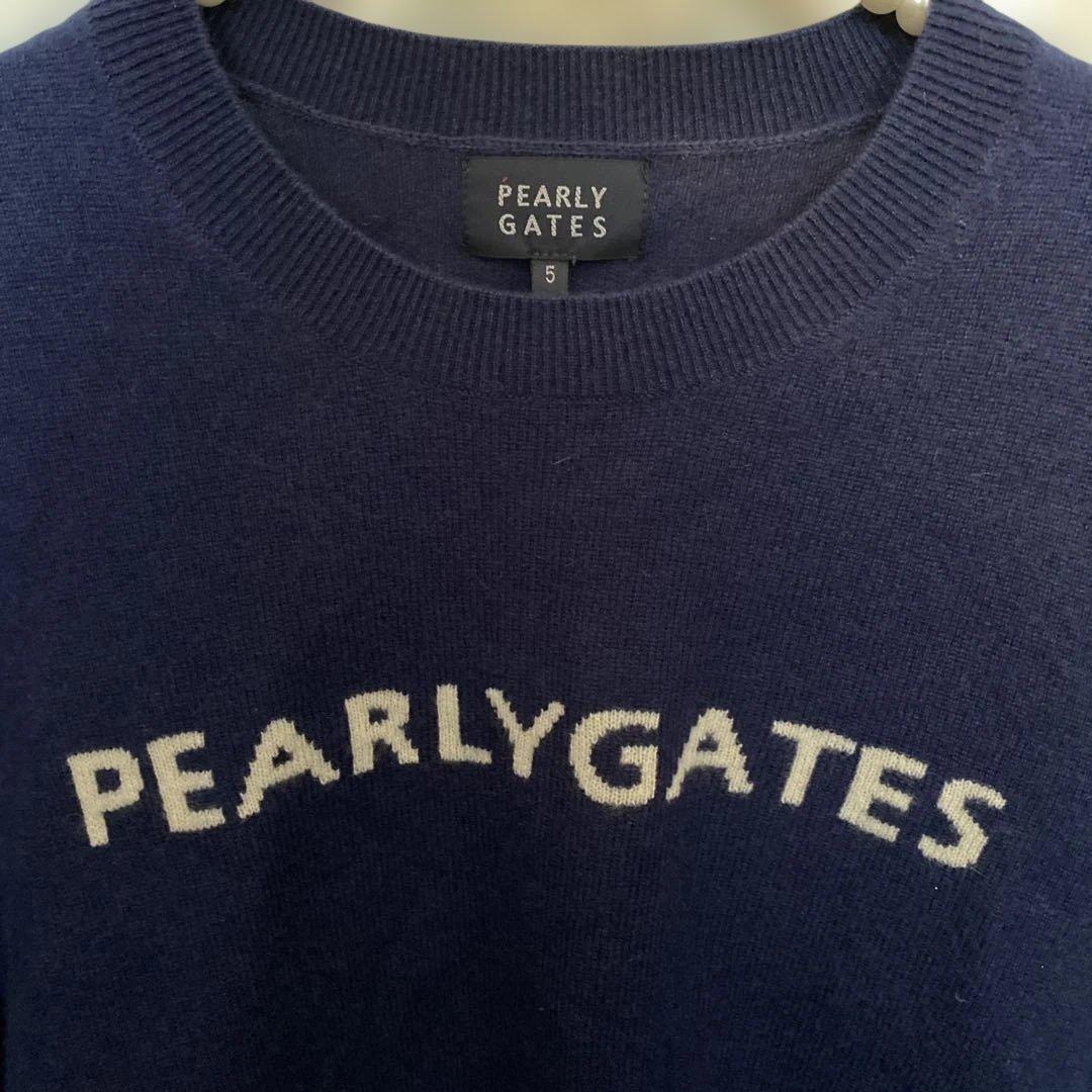 新品未使用 PEARLYGATES カシミヤ ロゴニット ネイビー サイズ5