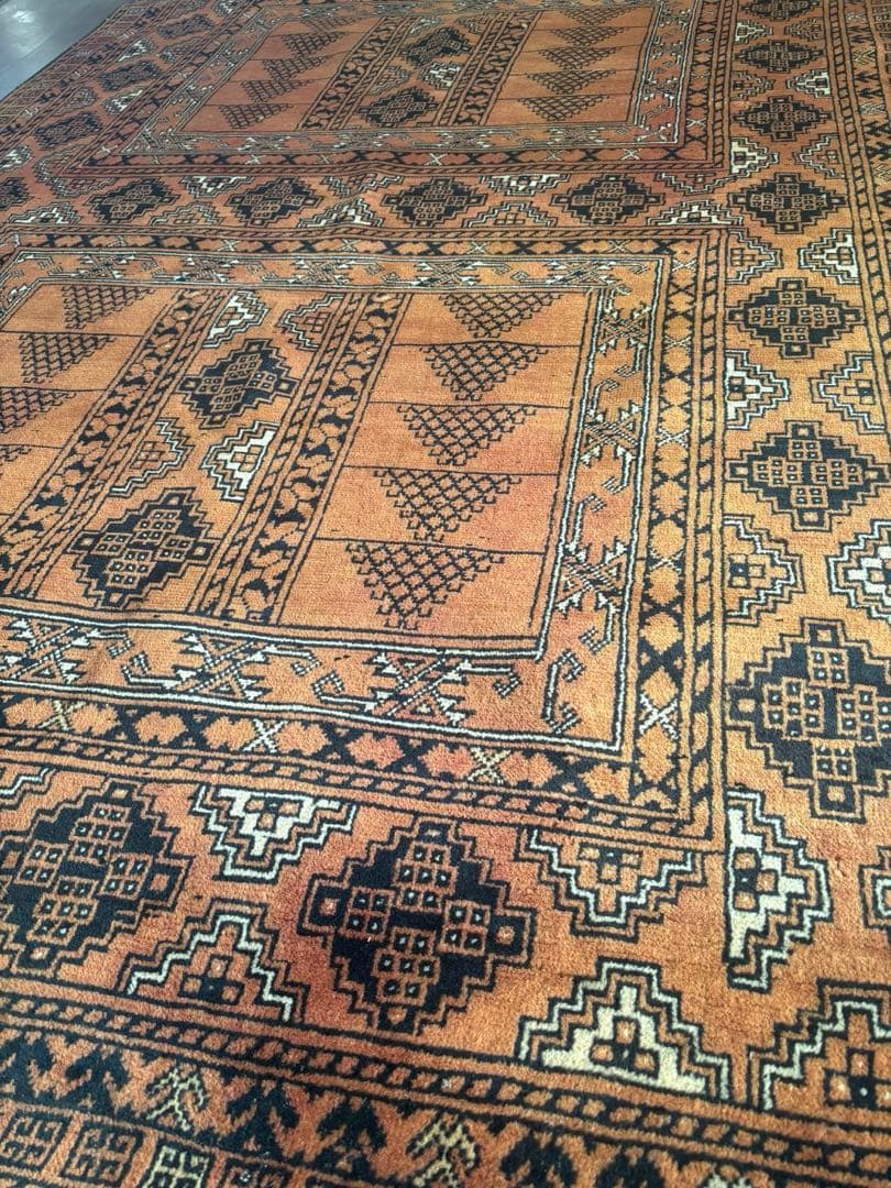 ★恵海★【ダメージあり】パキスタン絨毯　ウール　手織　ペルシャ　トルクメン