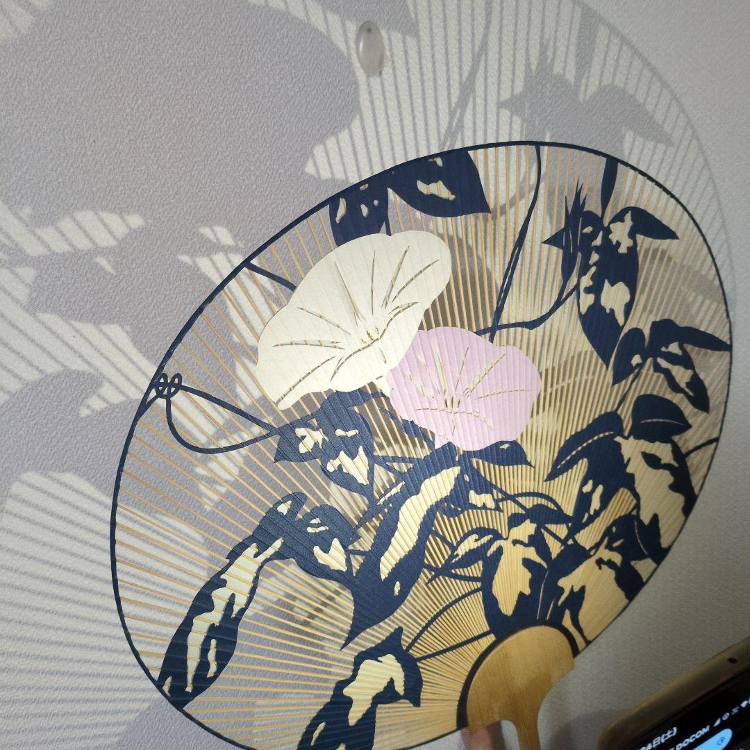 京うちわ　伝統工芸品　両面透かし朝顔柄・夏飾り　阿以波