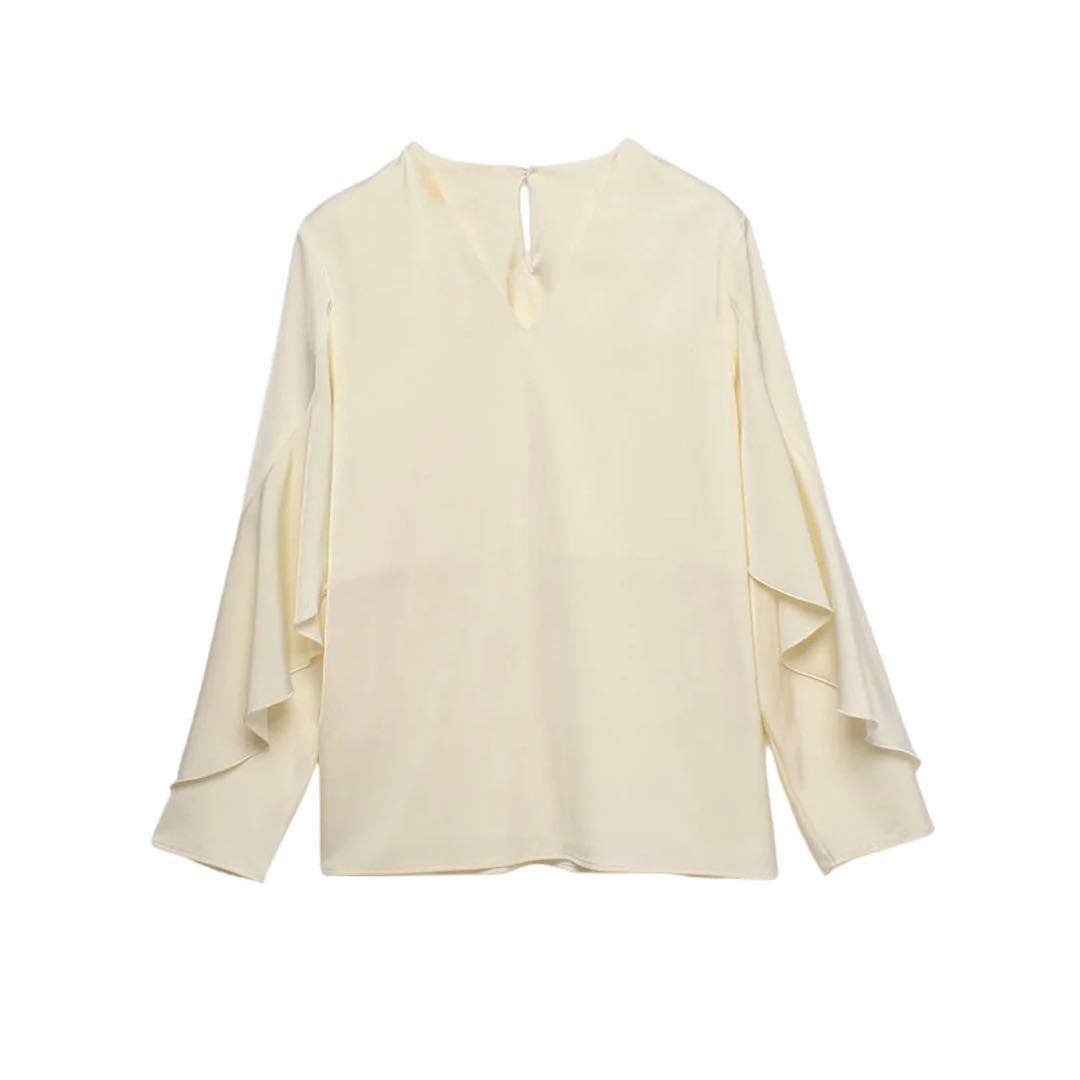 anuans（アニュアンス） ツイストフリルVネックブラウス （IVORY）