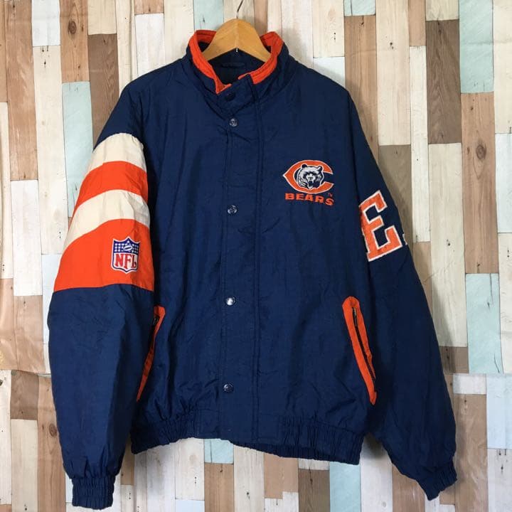 極希少レアヴィンテージCHICAGO BEARS 刺繍ロゴナイロン中綿JK