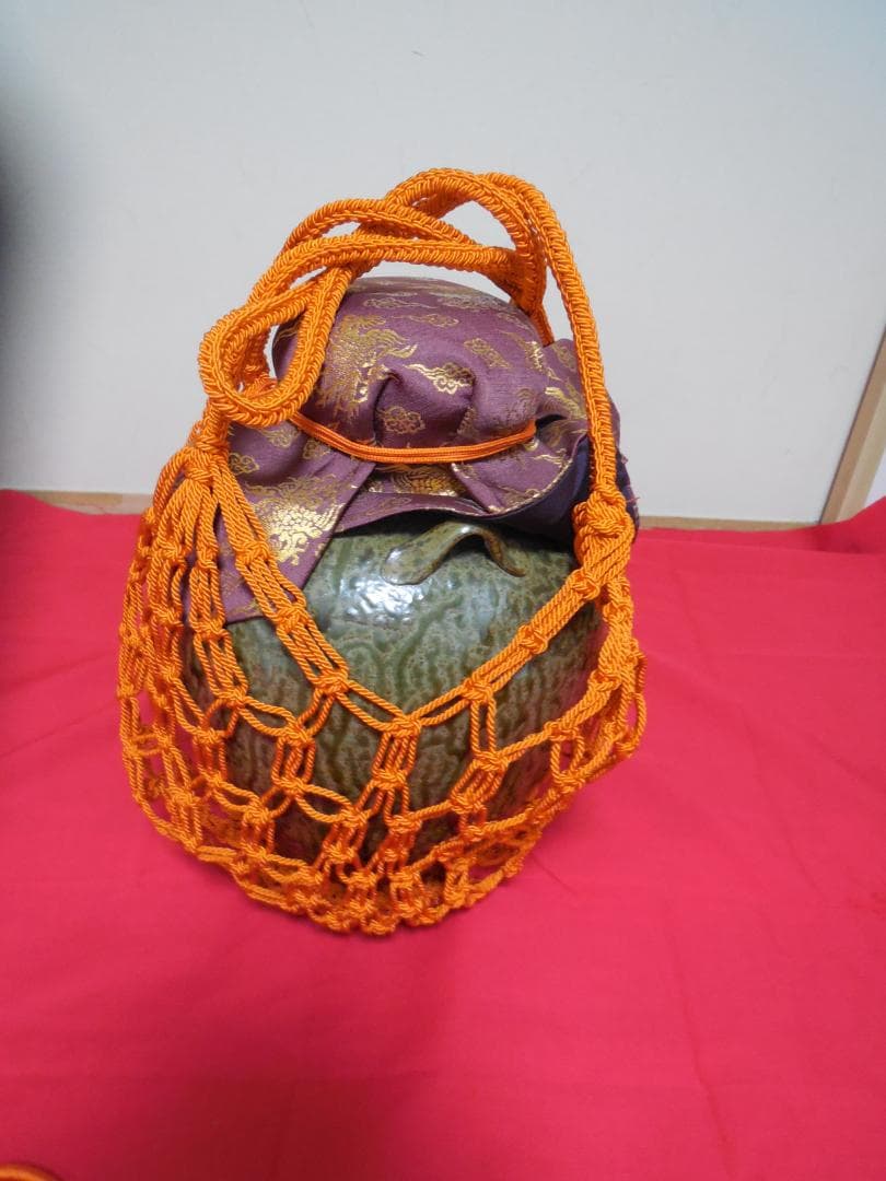 茶道具　　丹波　 清水窯　 四つ耳茶壷　 飾網紐 　紐3本 口紐付