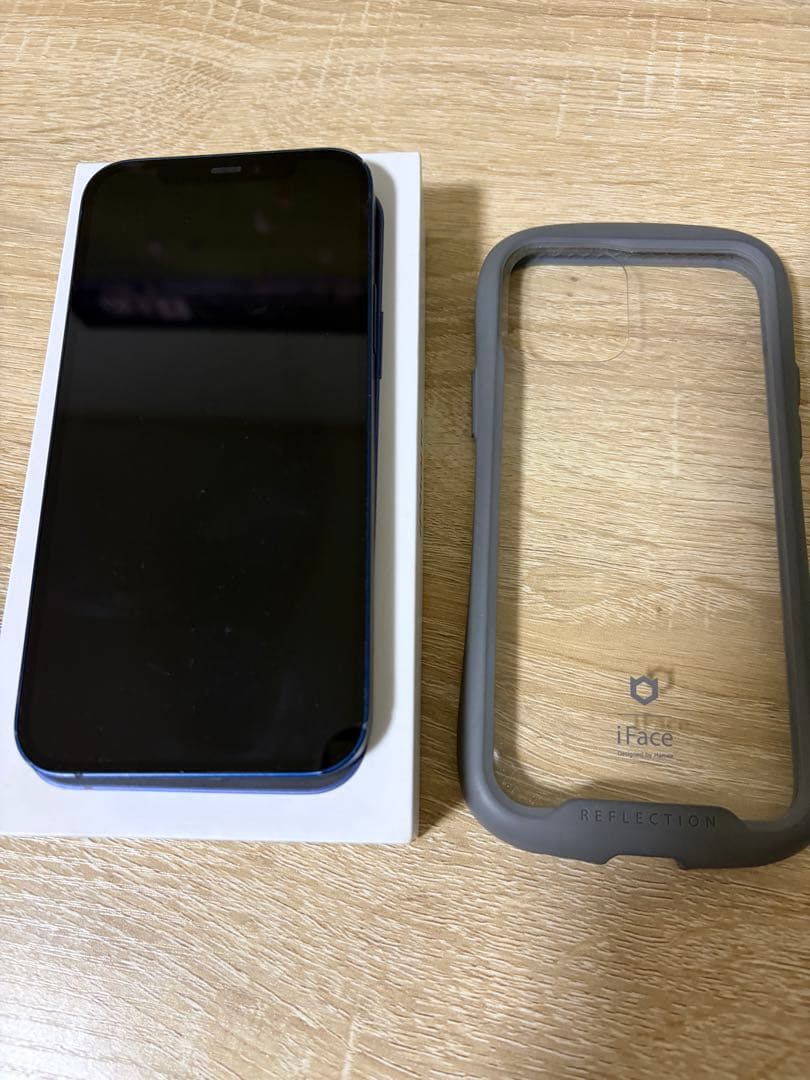 iPhone12 64GB 充電78% ブルー　箱付き　iFaceケース