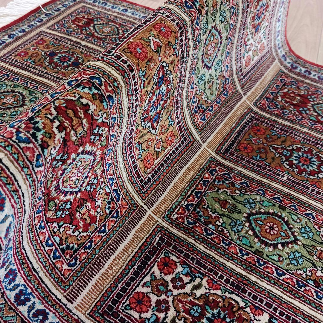 Y2605 最高級ペルシャ絨毯 クム産 シルク100％ 手織100万ノット