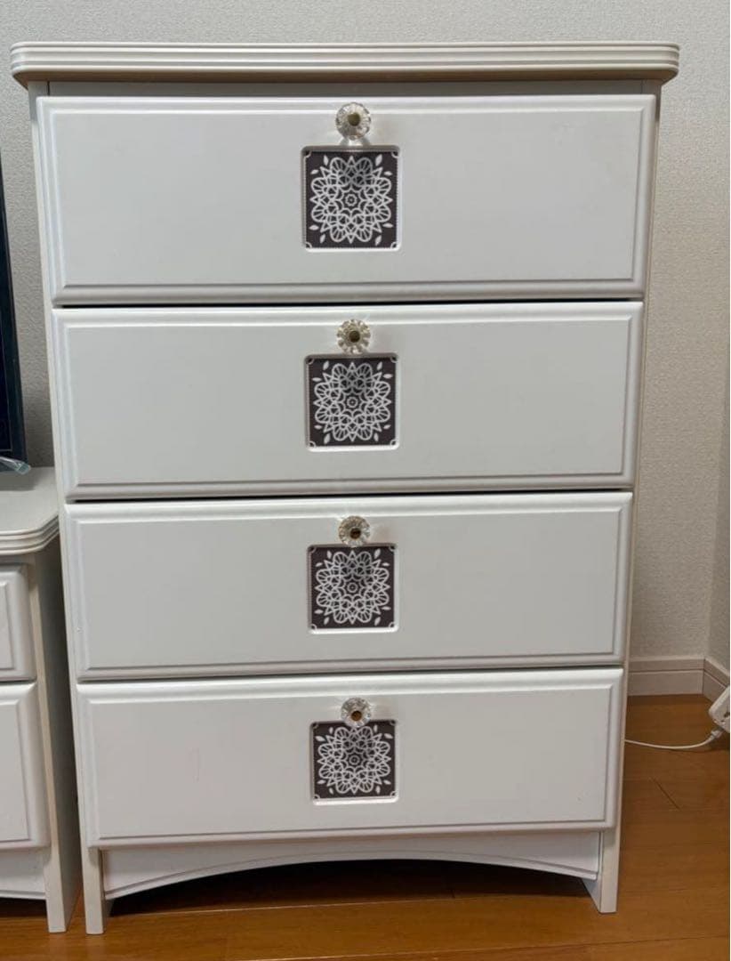 ホワイト 4段チェスト＊タンス