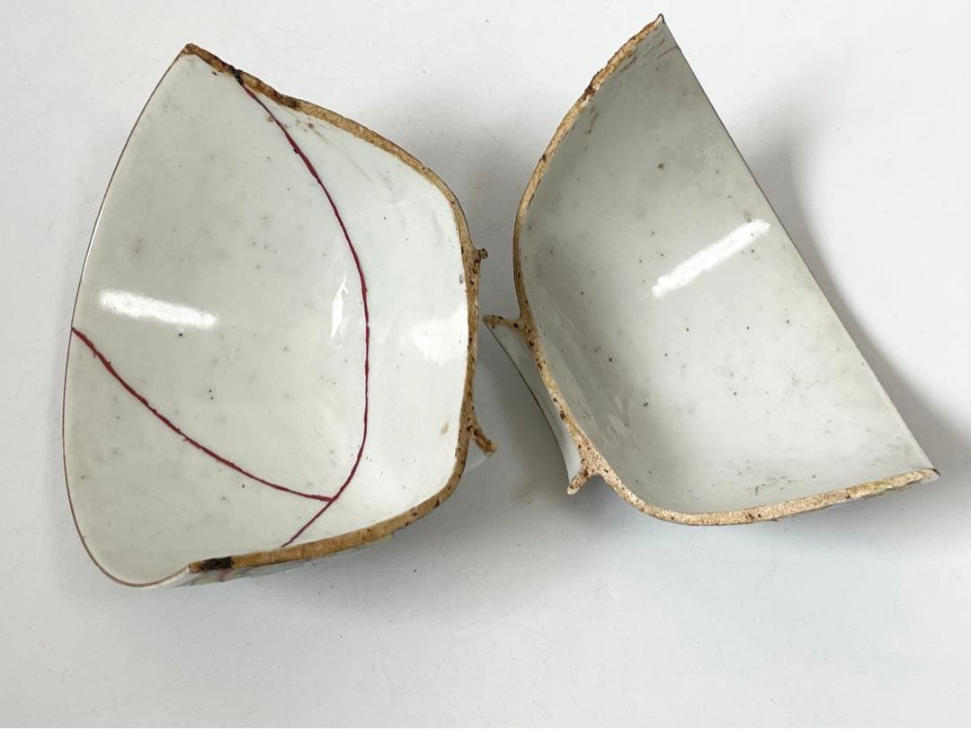 金継ぎ用　骨董　アンティーク　古伊万里　色絵　鯉　魚　お碗　茶碗　金繕い　金直し