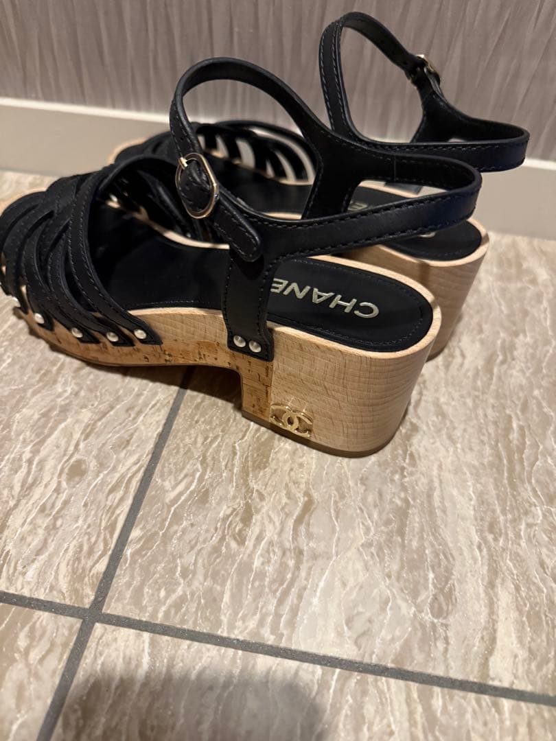 シャネル　CHANEL ウッドソール　サンダル　37サイズ