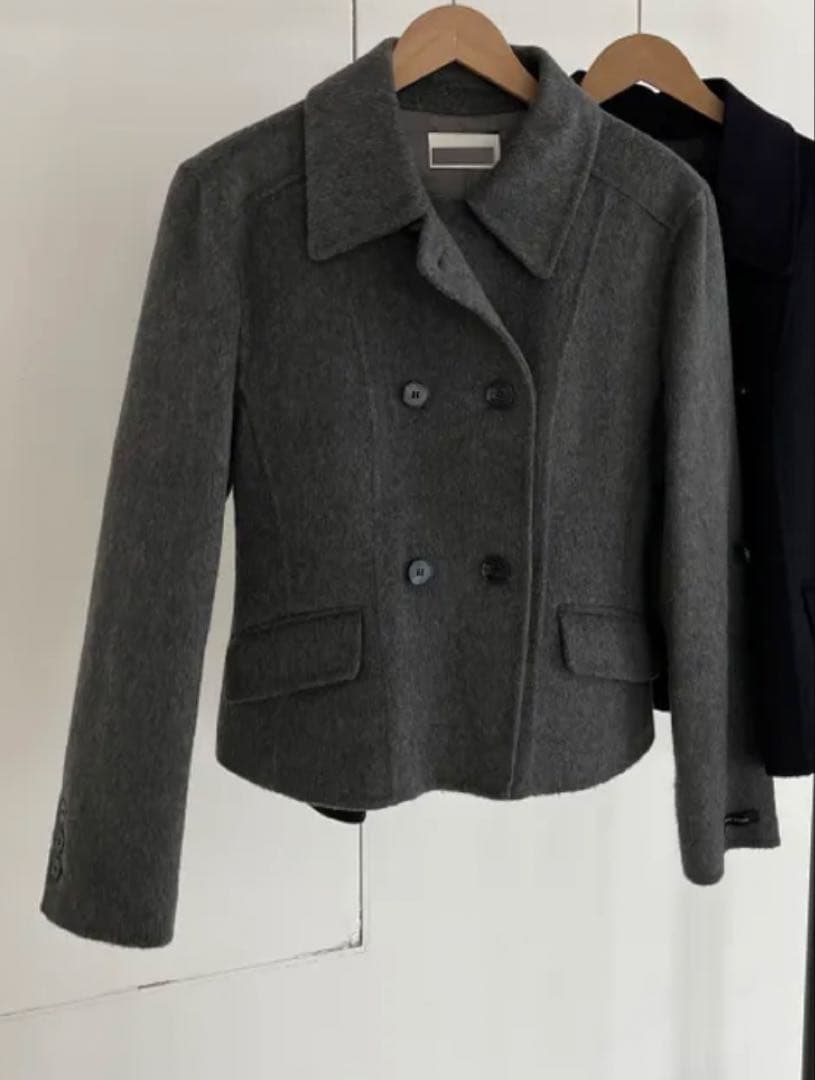 韓ブラ　グレー ダブルブレスト コート　ジャケット