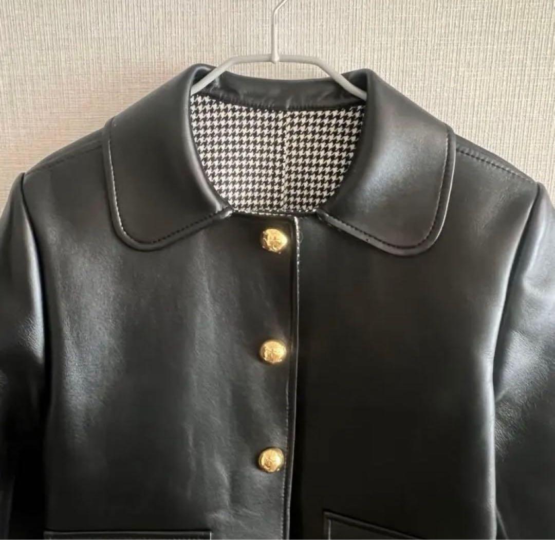 セリーヌ　クロディーヌ　ジャケット　トリオンフボタン　ラムスキン　レザー