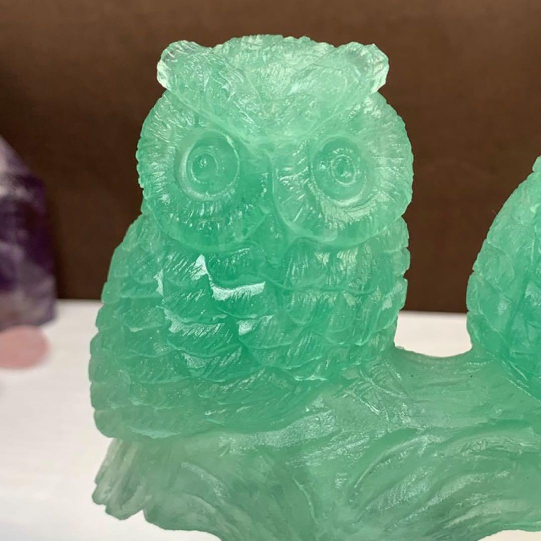 ALLSALE☆かわいいグリーンフローライト・ふくろう
