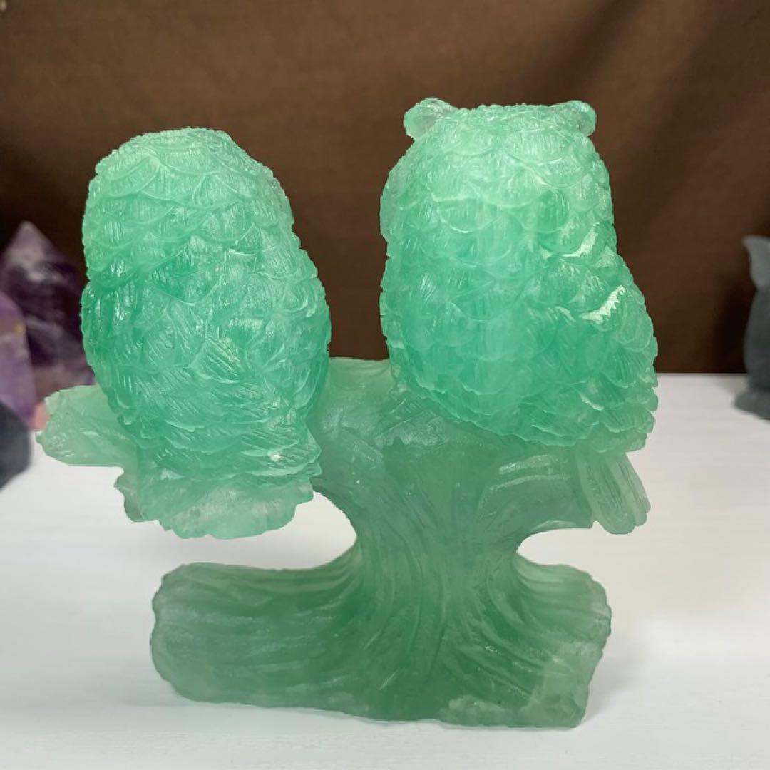 ALLSALE☆かわいいグリーンフローライト・ふくろう