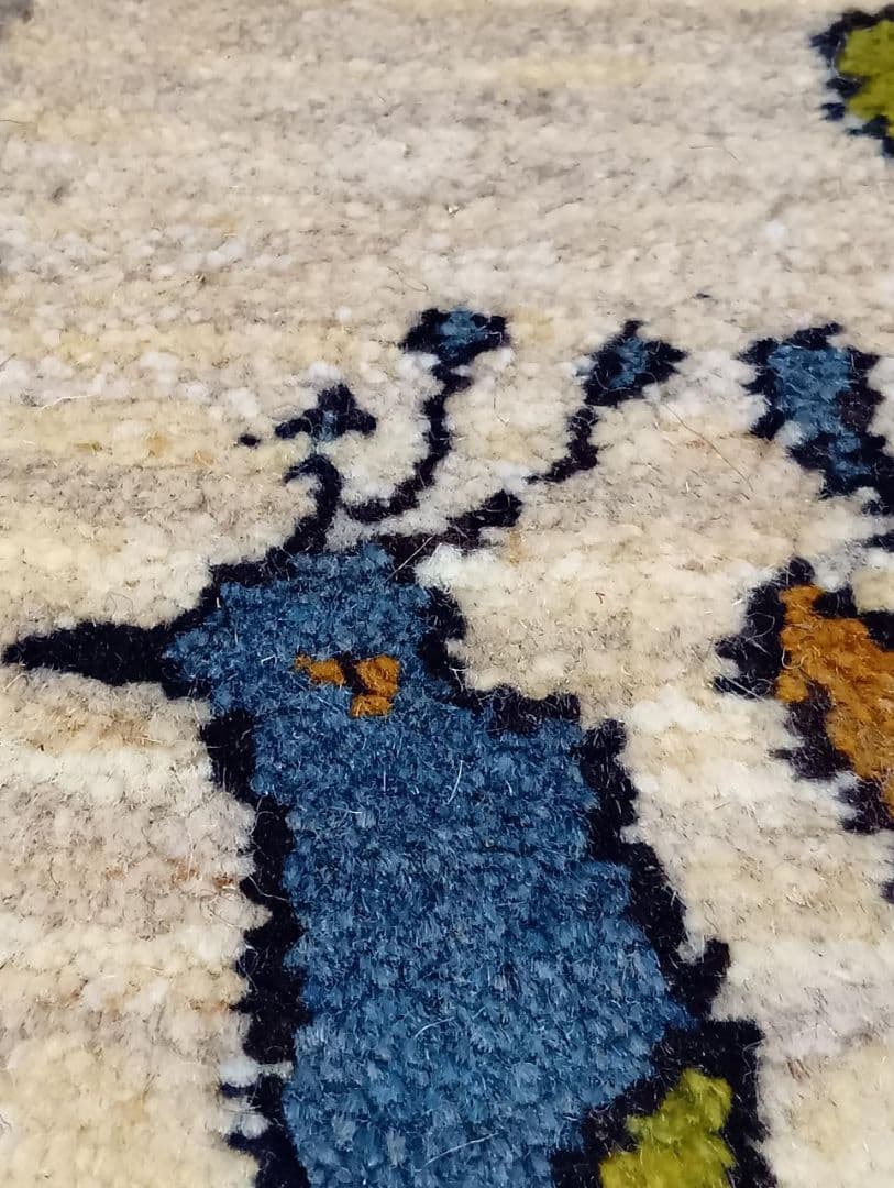 ペルシャ絨毯　ギャッベ　座布団　手織り　イラン(46)