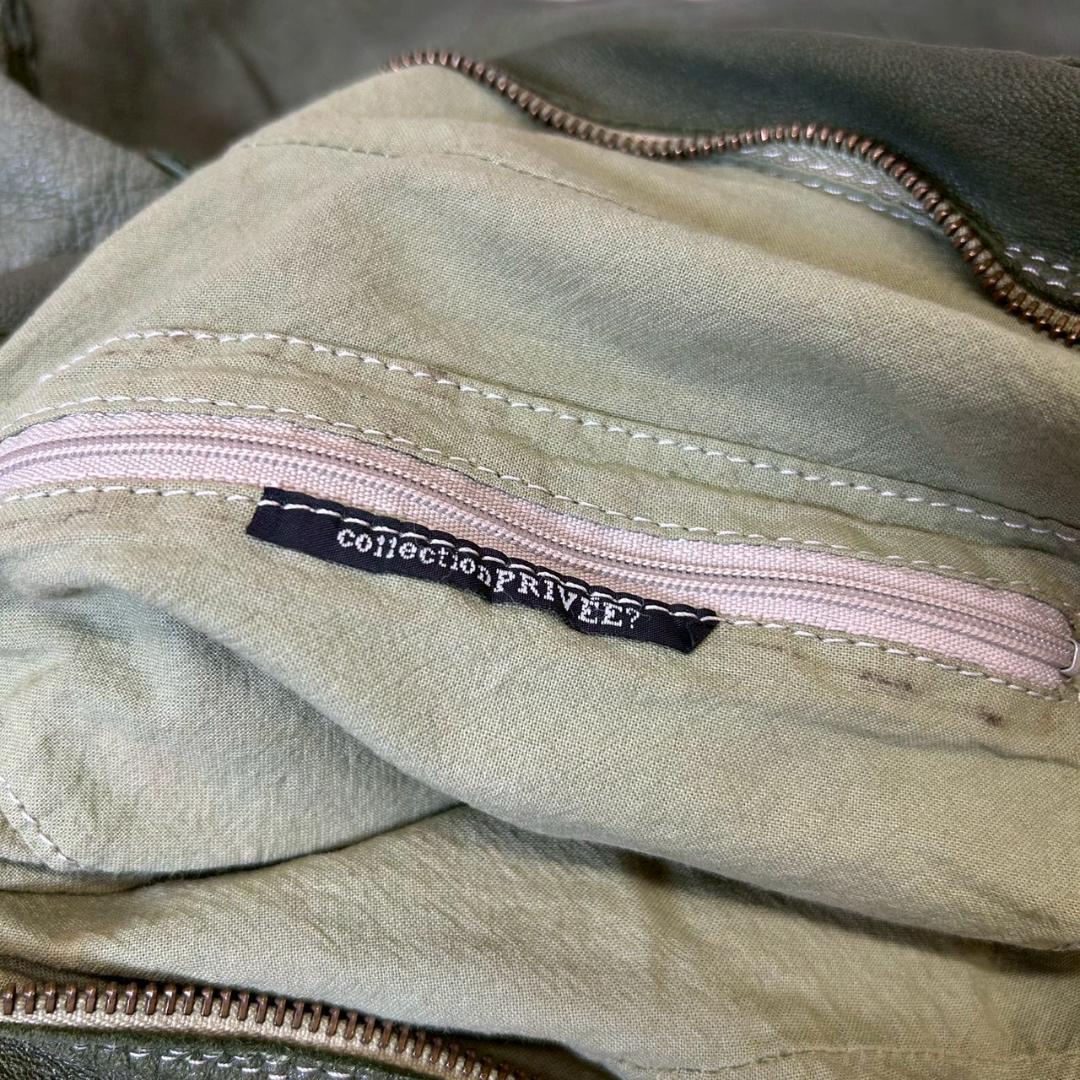 collection PRIVEE? ボストンバッグ　緑　レザー RG289