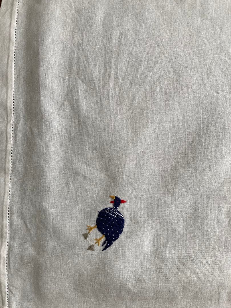 南アフリカ製 刺繍入りテーブルクロス/七面鳥 160×280cm ナプキンセット