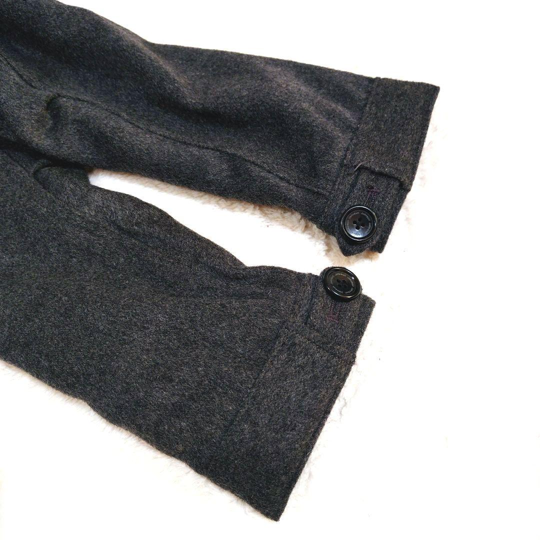 ジョンブル カシミヤ混 ウール モッズコート ラクーンファー グレー フード着脱