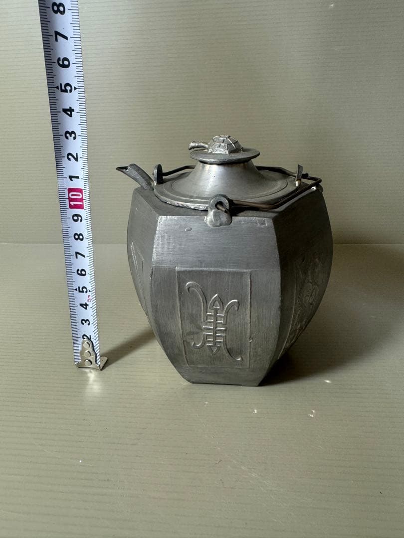 2396  中国酒器　六角チロリ　錫製  骨董品